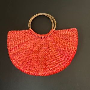 Half Moon Woven Straw Bag